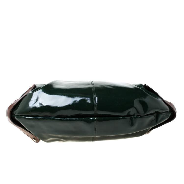 Pre Owned Marni Green/Brown Patent Leather New Balloon Hobo
