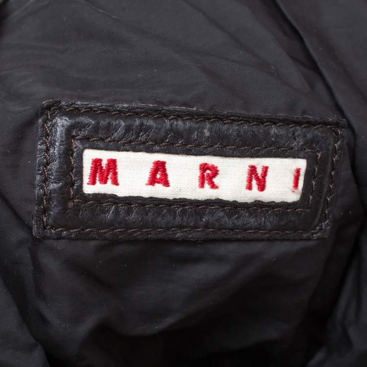 Pre Owned Marni Dark Grey Soft Leather Frame Flap Shoulder Bag