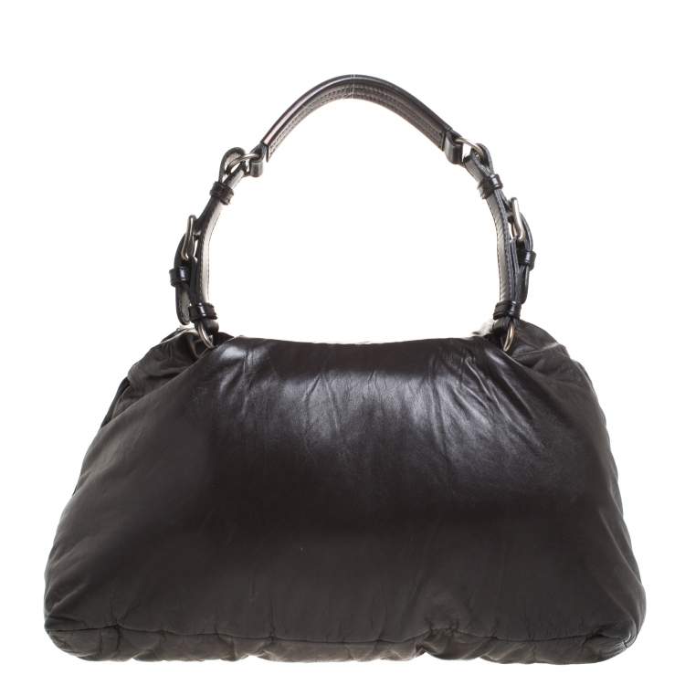 Pre Owned Marni Dark Grey Soft Leather Frame Flap Shoulder Bag
