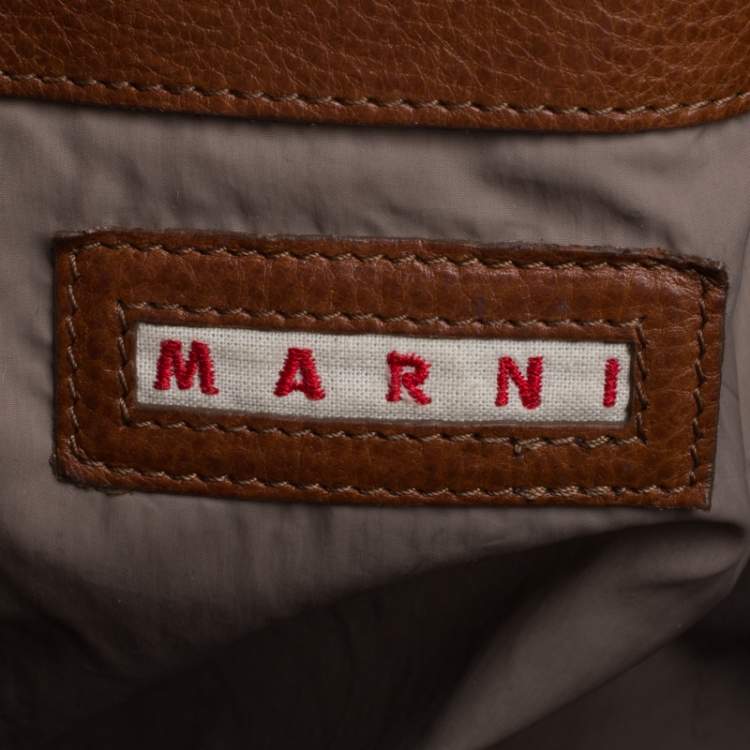 مملوكة مسبقًا Marni Red/Brown Patent Leather and Leather New Balloon Hobo