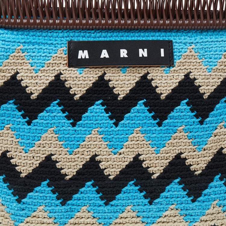 Pre Owned Marni Multicolor Fabric And PVC Crochet Market Frame Bag