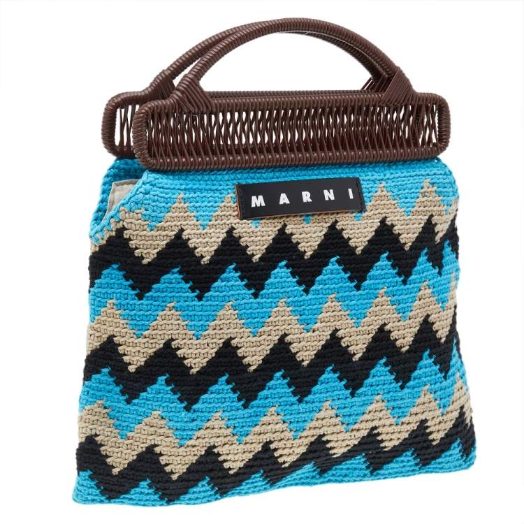 Pre Owned Marni Multicolor Fabric And PVC Crochet Market Frame Bag