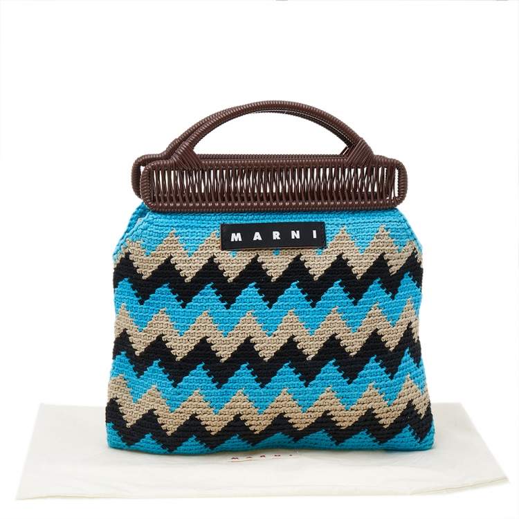 Pre Owned Marni Multicolor Fabric And PVC Crochet Market Frame Bag