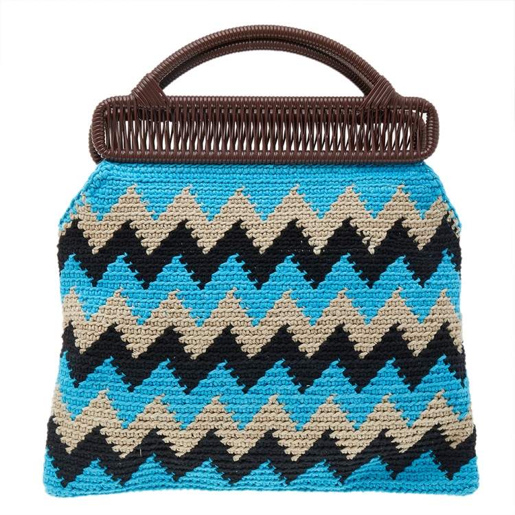 Pre Owned Marni Multicolor Fabric And PVC Crochet Market Frame Bag