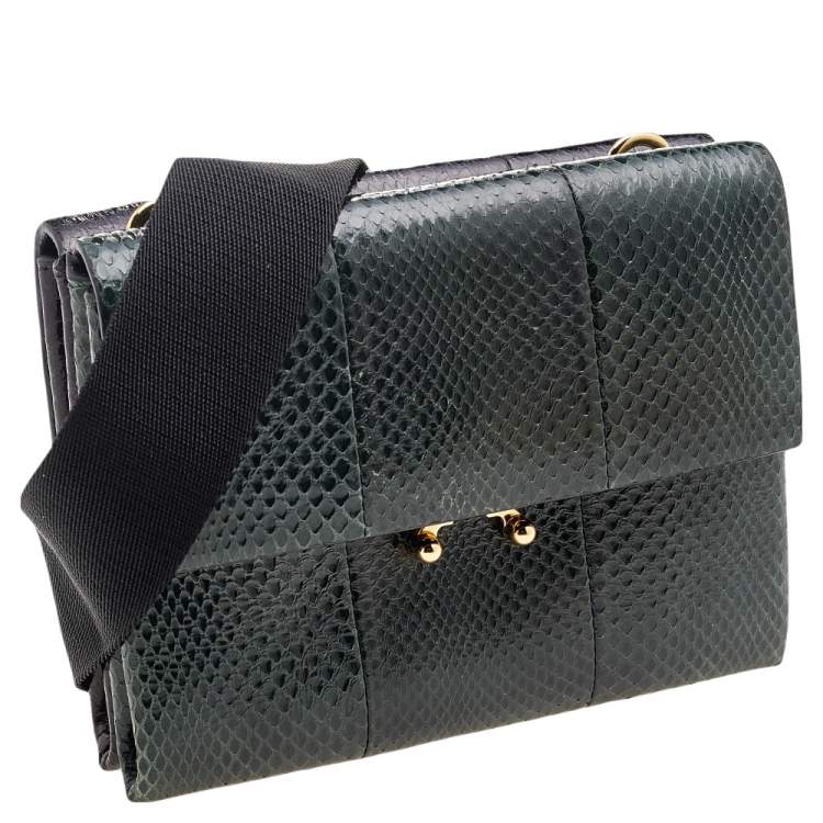 Pre Owned Marni Green/Black Python Trunk Shoulder Bag