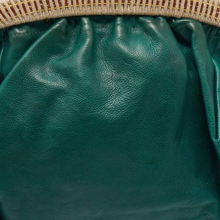 Pre Owned Marni Green Leather Frame Embellished Shoulder Bag