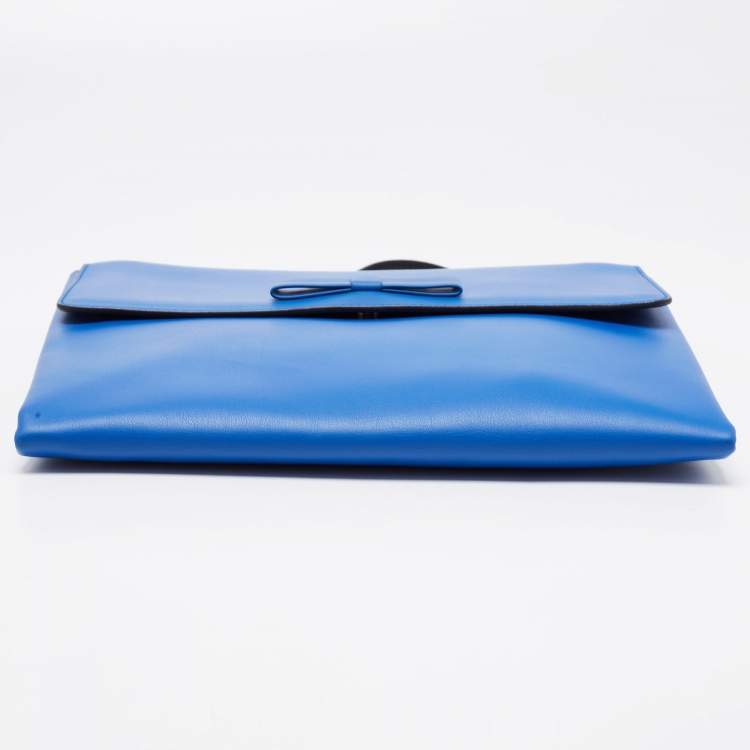 Pre Owned Marni Blue/Black Leather Bow Flat Crossbody Bag