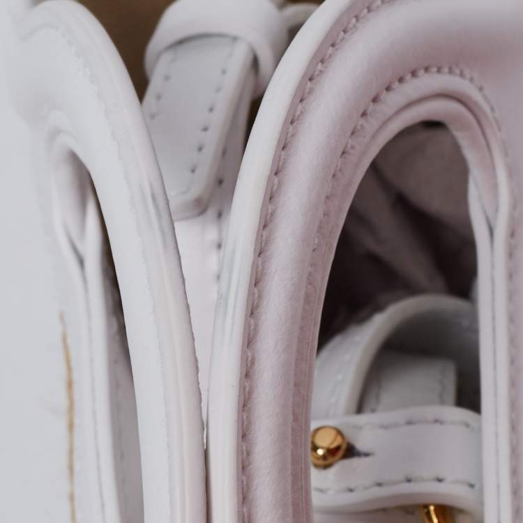 Pre Owned Marni White Embroidered Raffia And Leather Micro Tropicalia Tote