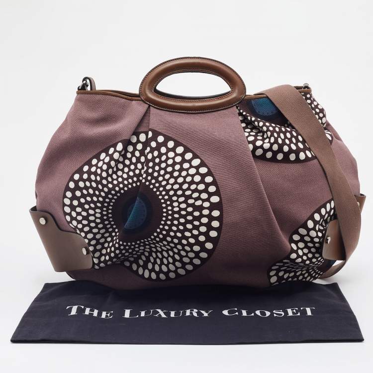 Pre Owned Marni Multicolor Printed Canvas And Leather Hobo