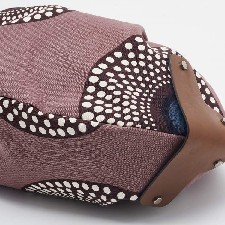 Pre Owned Marni Multicolor Printed Canvas And Leather Hobo