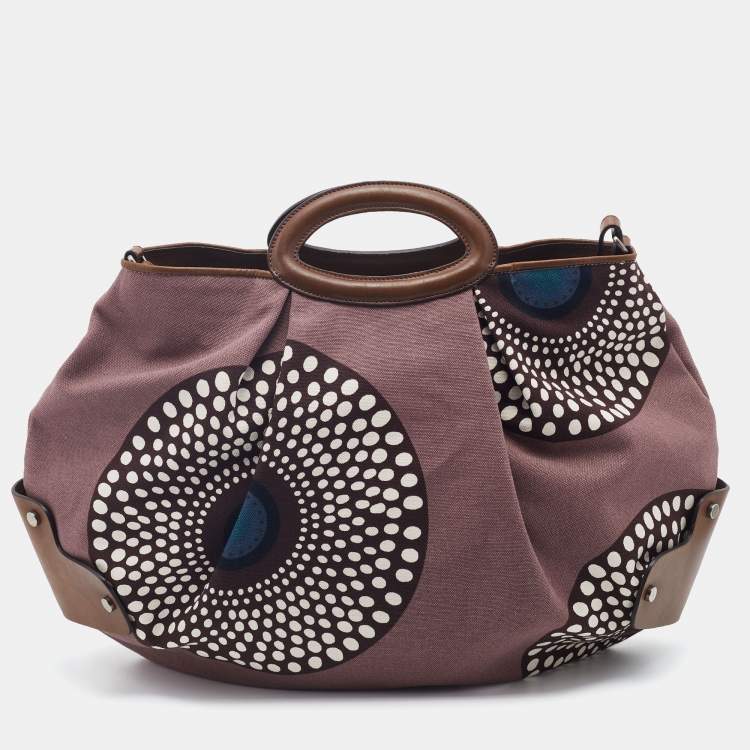Pre Owned Marni Multicolor Printed Canvas And Leather Hobo