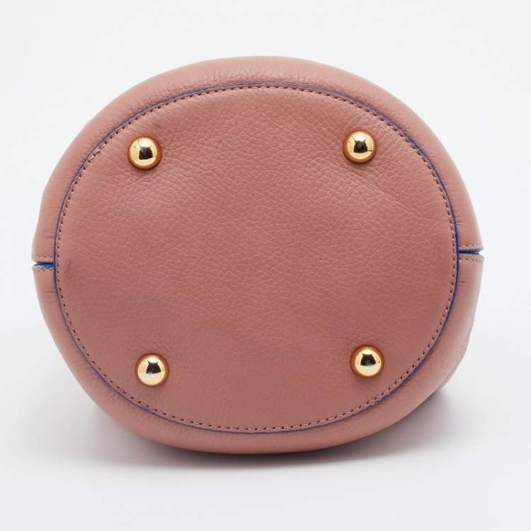 Pre Owned Marni Old Rose Leather Pannier Top Handle Bucket Bag