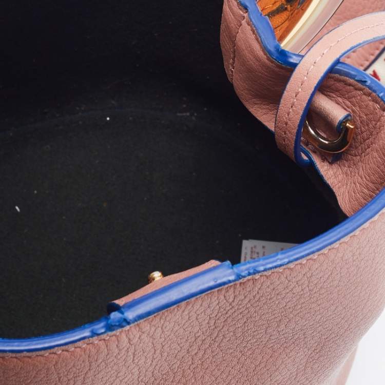 Pre Owned Marni Old Rose Leather Pannier Top Handle Bucket Bag