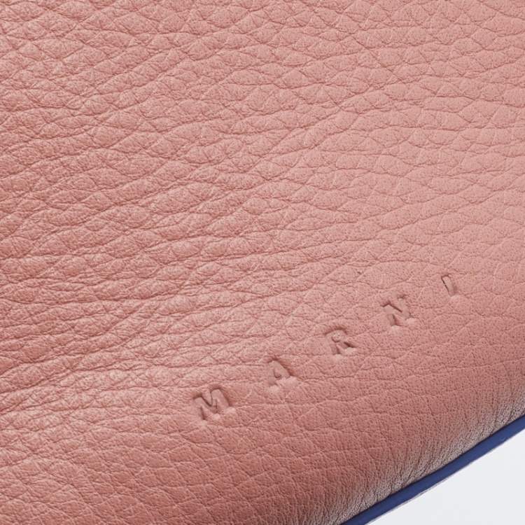 Pre Owned Marni Old Rose Leather Pannier Top Handle Bucket Bag