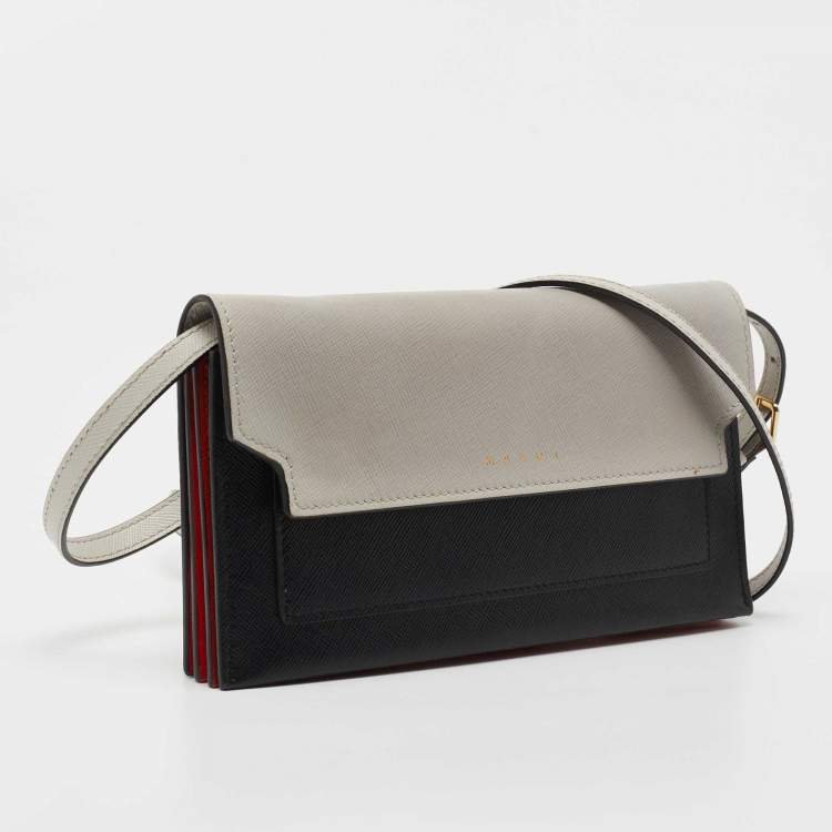 Pre Owned Marni Tricolor Leather Flap Crossbody Bag