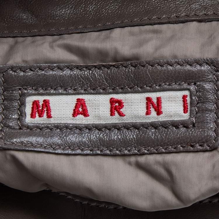 Pre Owned Marni Grey/Brown Leather Bucket Bag