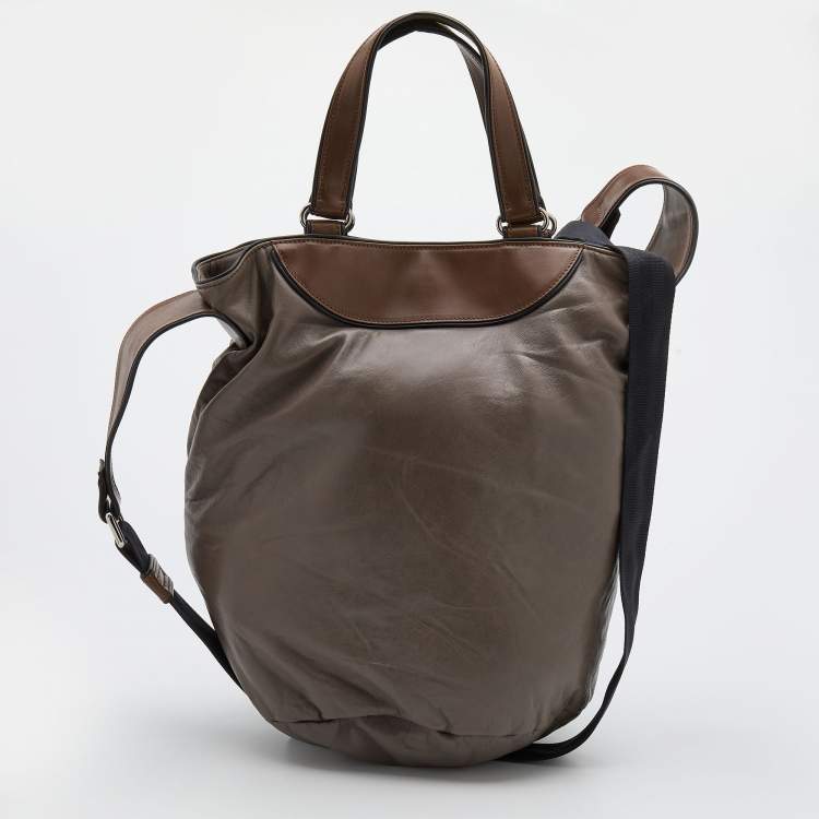Pre Owned Marni Grey/Brown Leather Bucket Bag