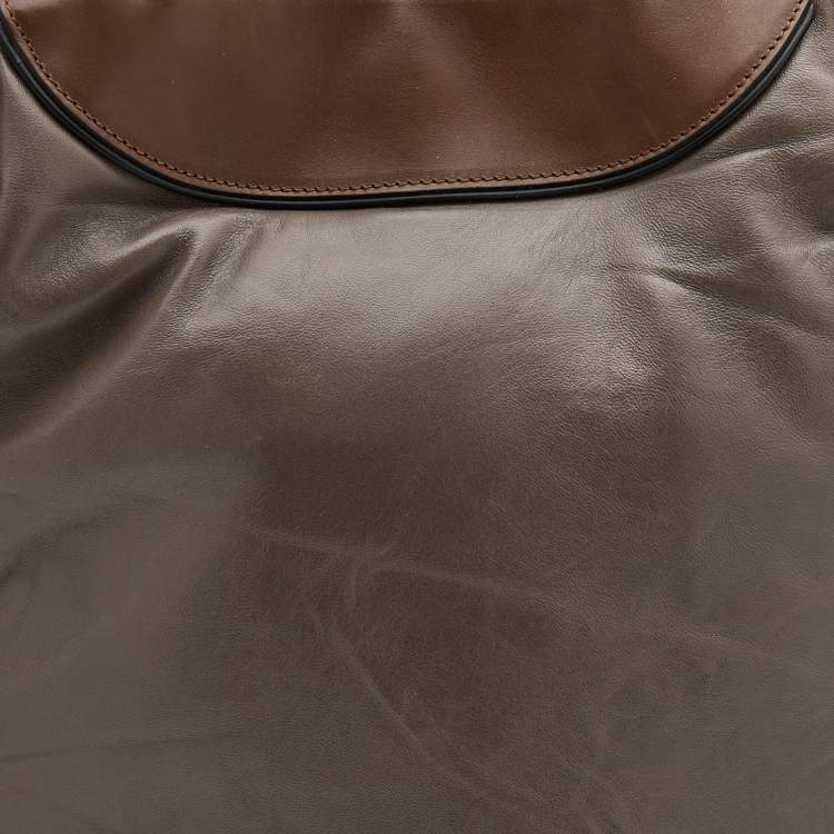 Pre Owned Marni Grey/Brown Leather Bucket Bag
