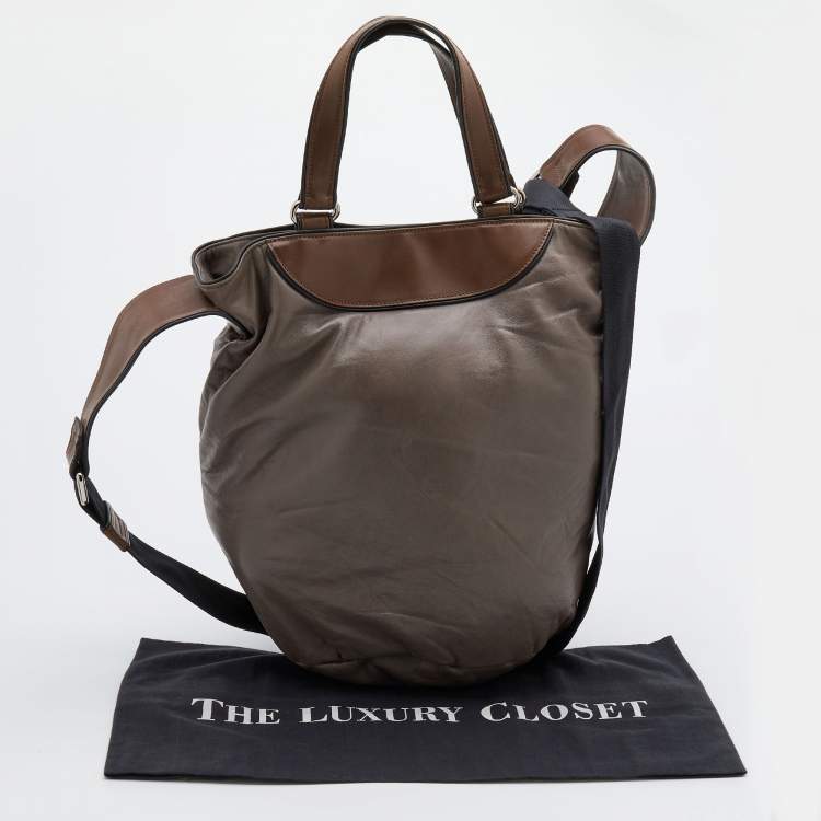 Pre Owned Marni Grey/Brown Leather Bucket Bag