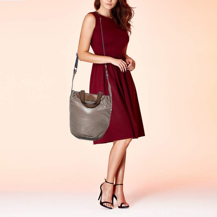 Pre Owned Marni Grey/Brown Leather Bucket Bag