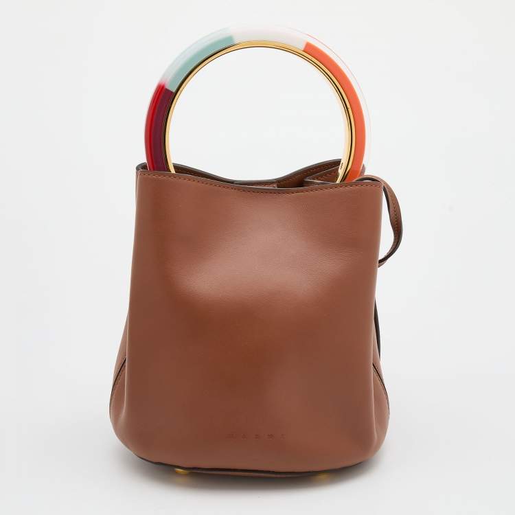 Pre Owned Marni Brown Leather Pannier Bucket Bag