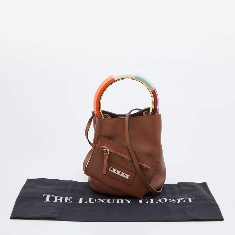 Pre Owned Marni Brown Leather Pannier Bucket Bag