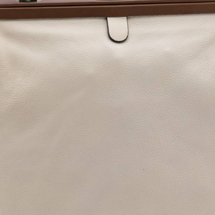 Pre Owned Marni Light Beige/Brown Leather Frame Satchel