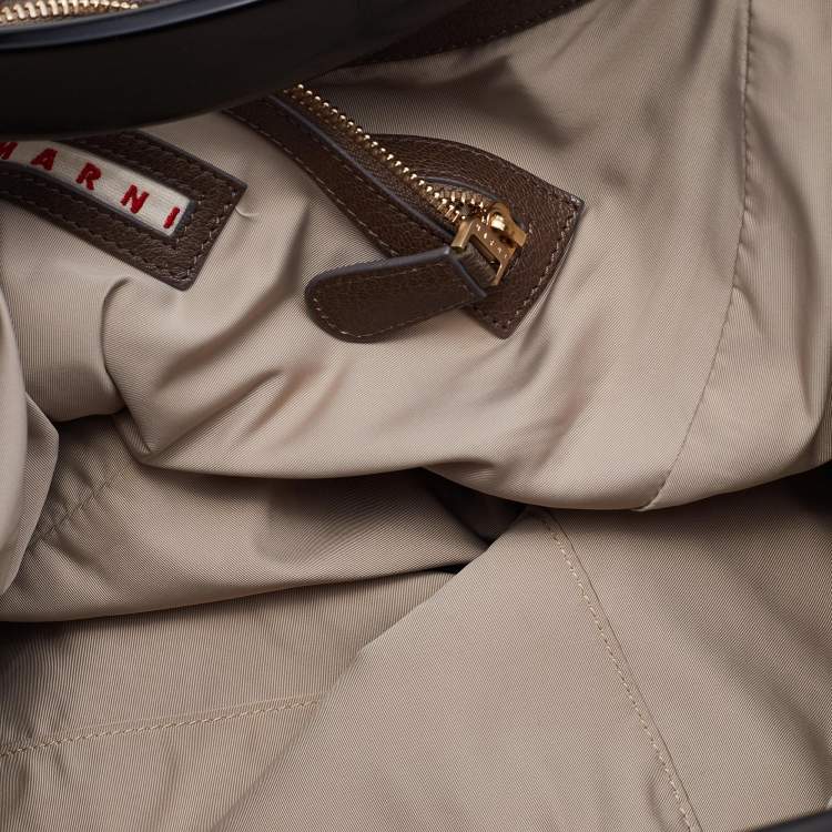 مملوكة مسبقًا Marni Dark Brown Leather Balloon Shoulder Bag