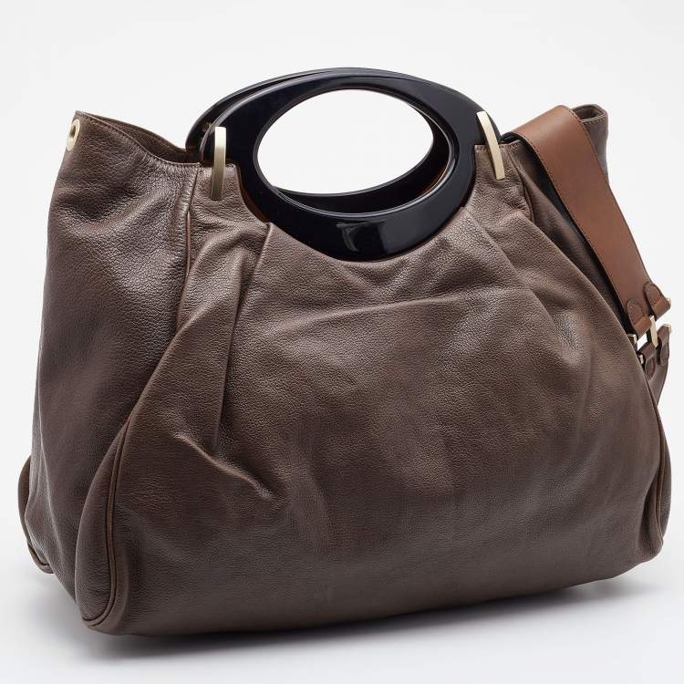 مملوكة مسبقًا Marni Dark Brown Leather Balloon Shoulder Bag