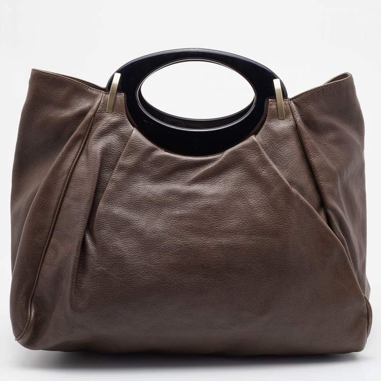 مملوكة مسبقًا Marni Dark Brown Leather Balloon Shoulder Bag