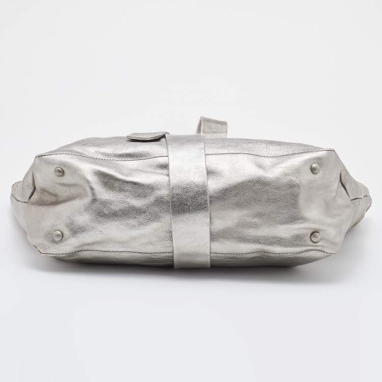 Pre Owned Marni Silver Leather Drawstring Shoulder Bag