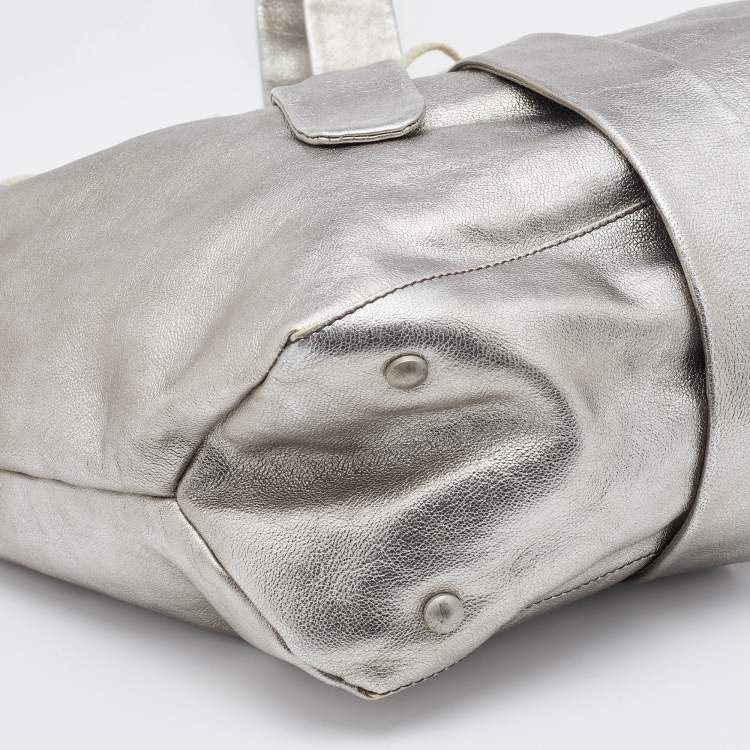 Pre Owned Marni Silver Leather Drawstring Shoulder Bag