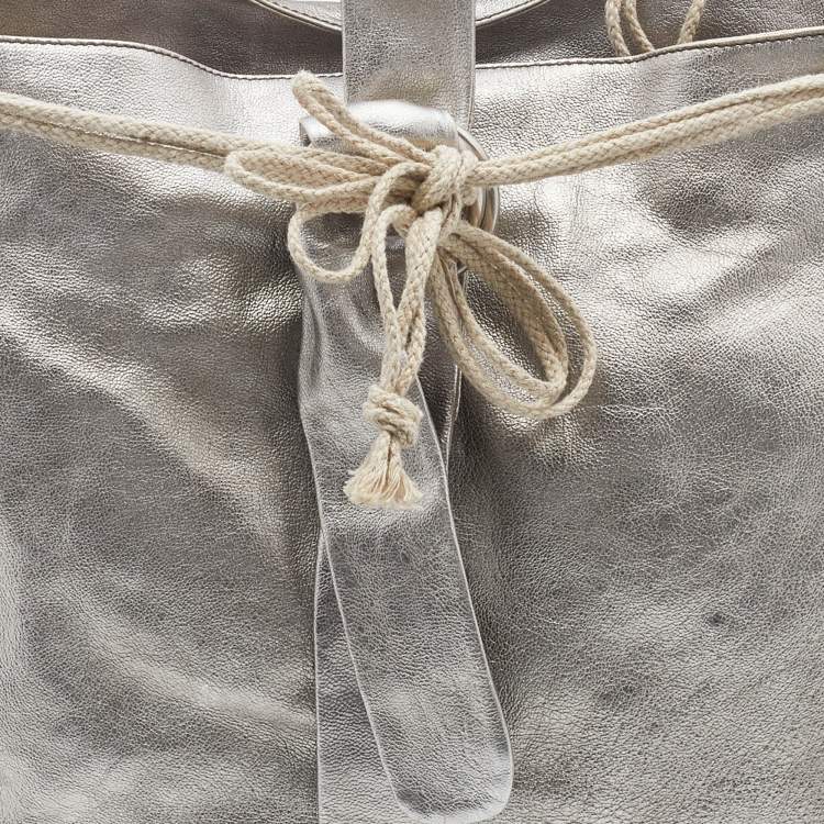 Pre Owned Marni Silver Leather Drawstring Shoulder Bag