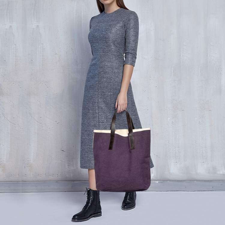 Pre Owned Marni Purple Canvas and Leather Tote