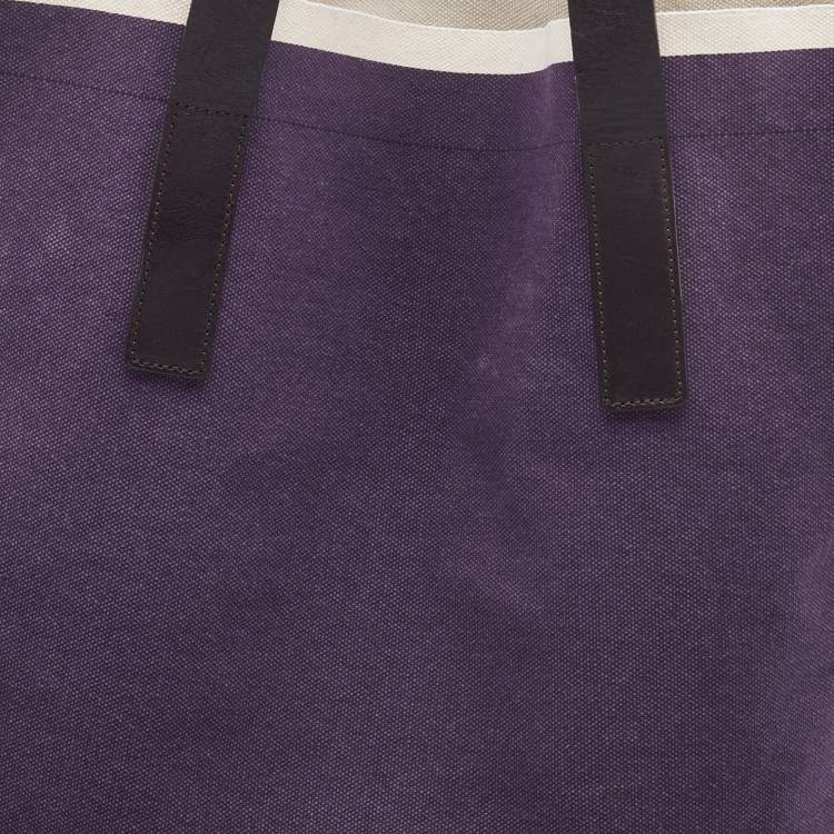 Pre Owned Marni Purple Canvas and Leather Tote