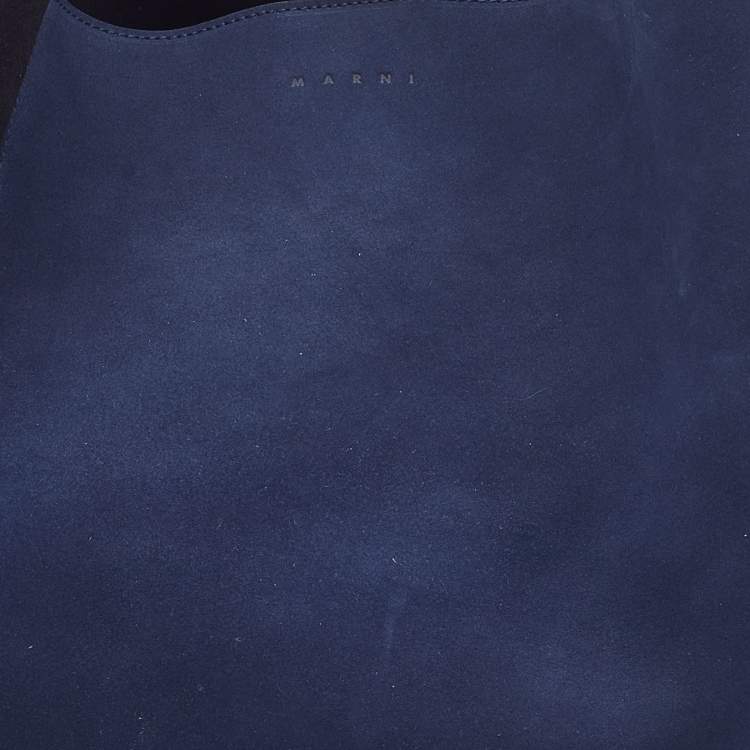Pre Owned Marni Black/Navy Blue Suede and Leather Hobo