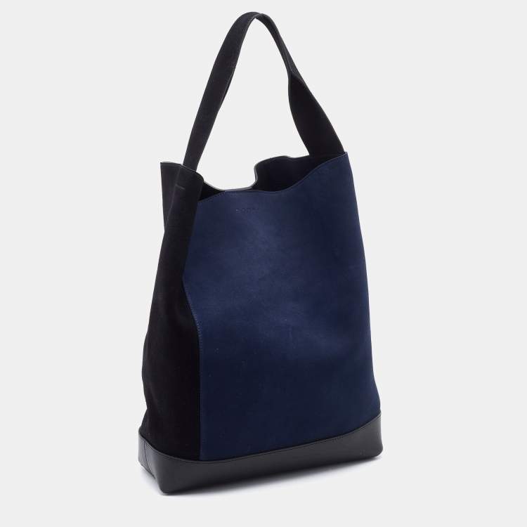 Pre Owned Marni Black/Navy Blue Suede and Leather Hobo