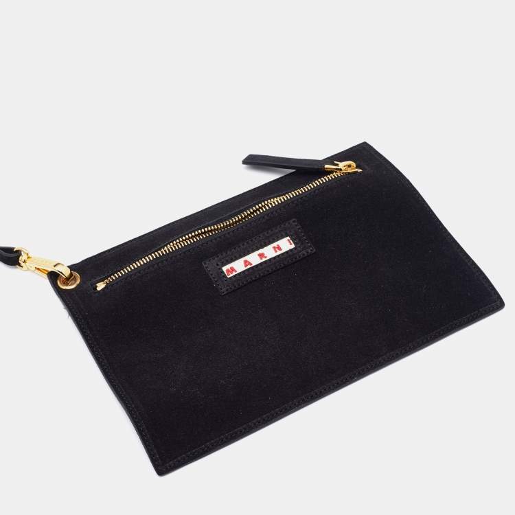 Pre Owned Marni Black/Navy Blue Suede and Leather Hobo