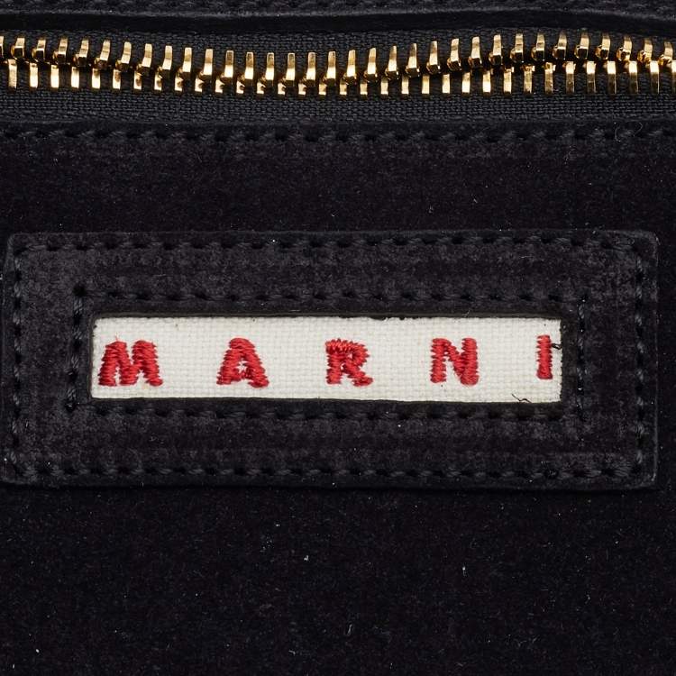 Pre Owned Marni Black/Navy Blue Suede and Leather Hobo