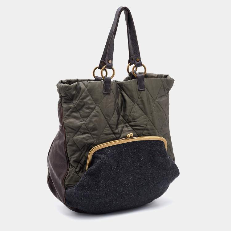 Pre Owned Marni Multicolor Fabric and Leather Tote