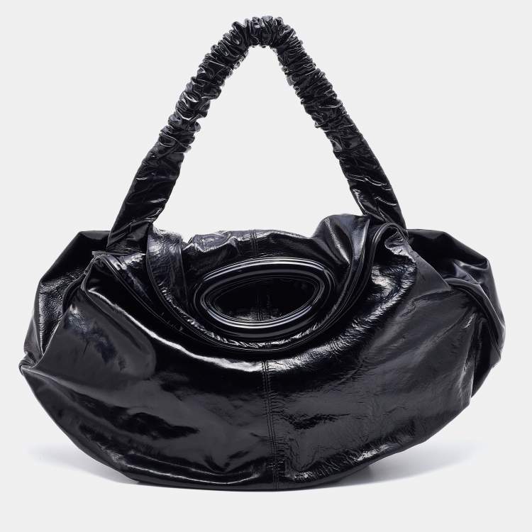 Pre Owned Marni Black Patent Leather Hobo