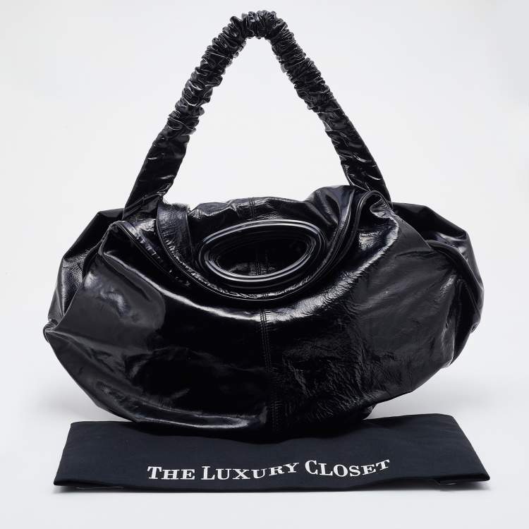 Pre Owned Marni Black Patent Leather Hobo