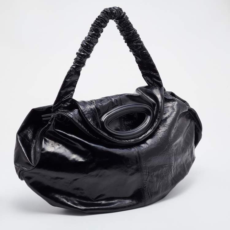 Pre Owned Marni Black Patent Leather Hobo