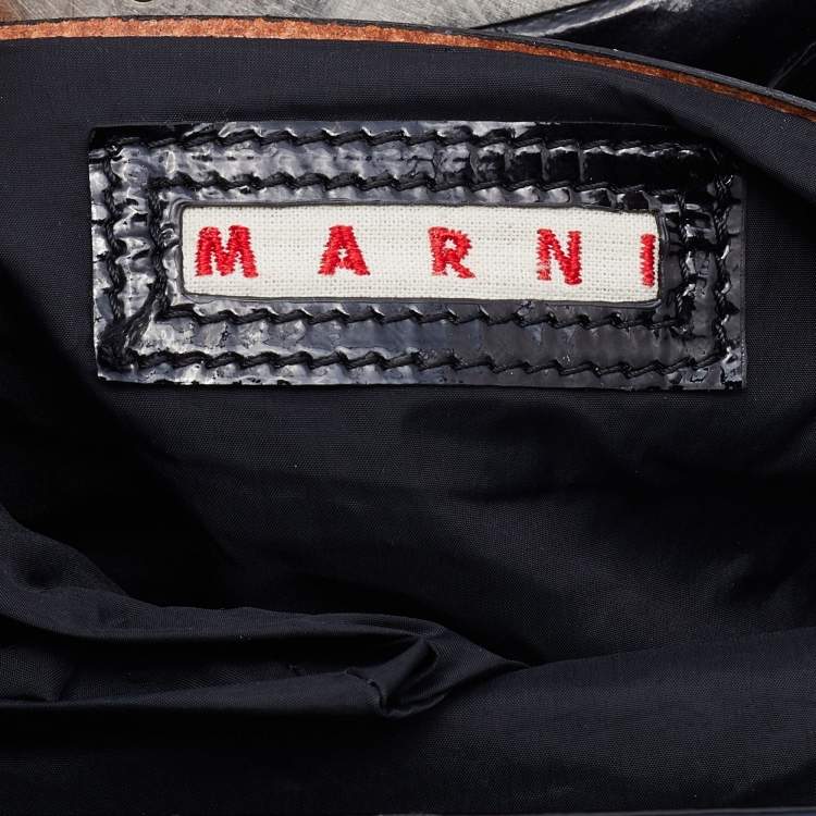 Pre Owned Marni Black Patent Leather Hobo