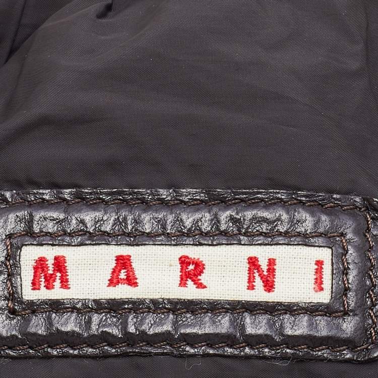 Pre Owned Marni Dark Brown/Black Leather Kiss Lock Satchel