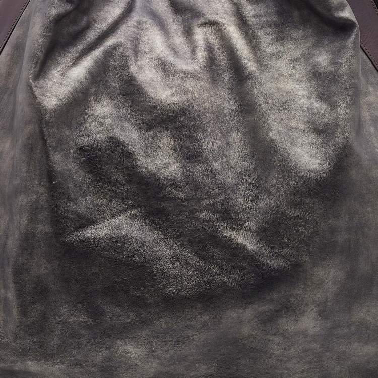 Pre Owned Marni Metallic Silver/Brown Leather Hobo