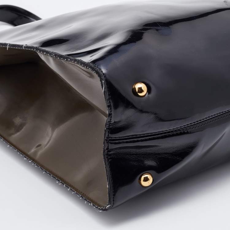 Pre Owned Marni Black/Brown Patent Leather Shopper Tote