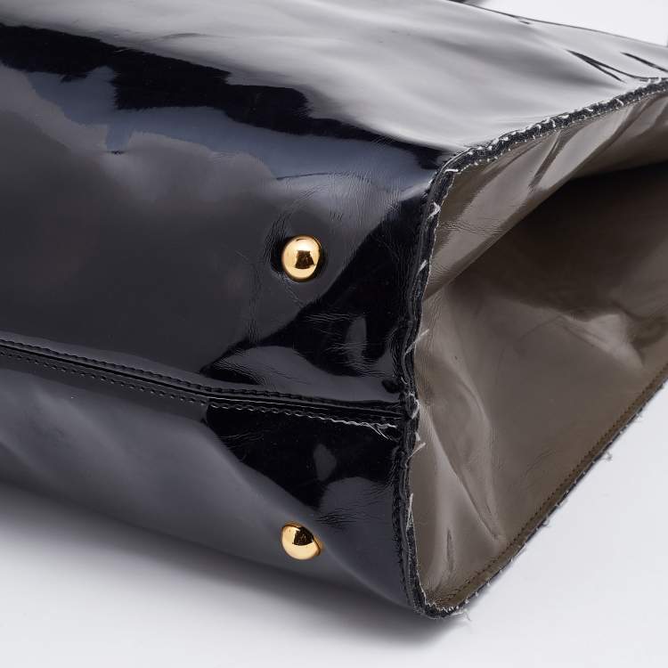 Pre Owned Marni Black/Brown Patent Leather Shopper Tote