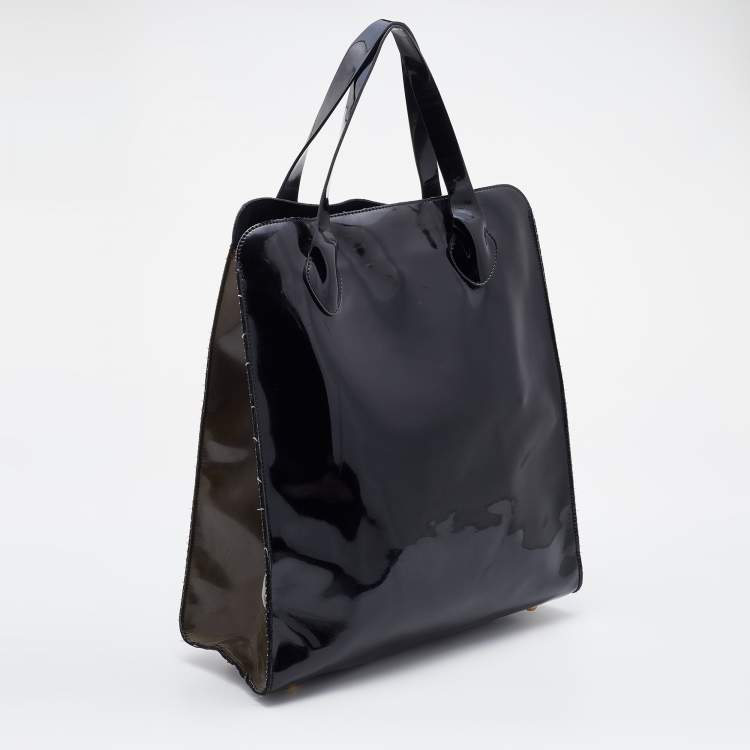 Pre Owned Marni Black/Brown Patent Leather Shopper Tote