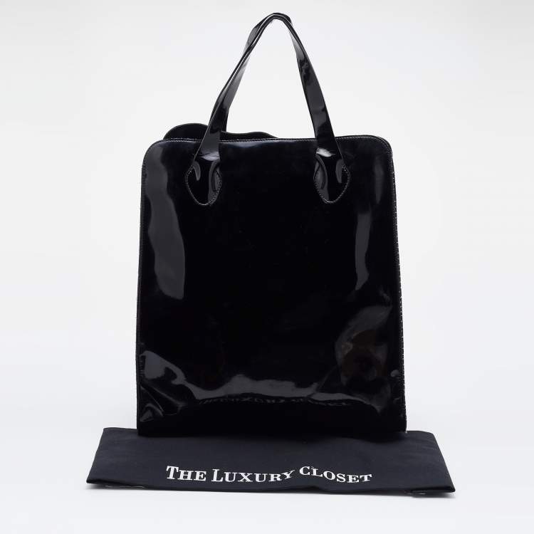 Pre Owned Marni Black/Brown Patent Leather Shopper Tote